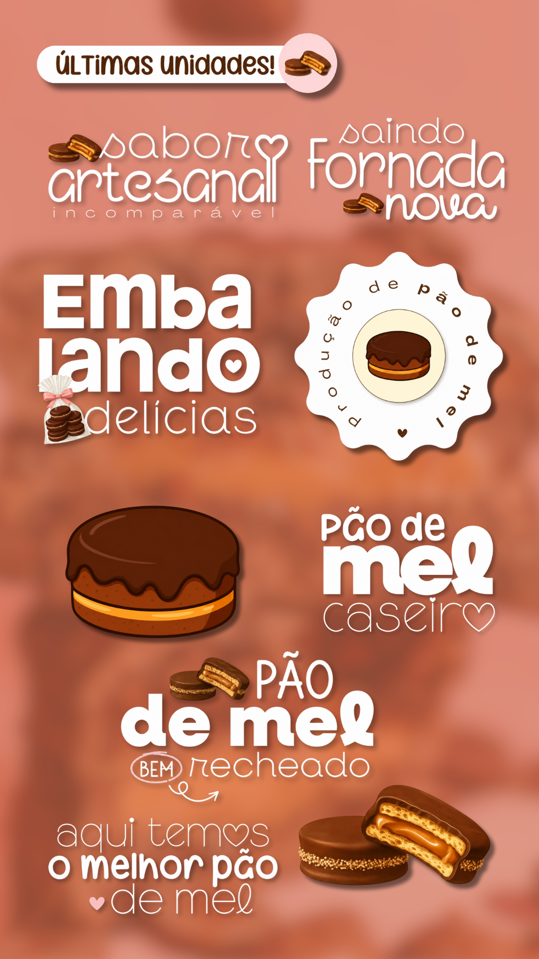 Story de confeitaria montado com figurinhas do Doce Stories