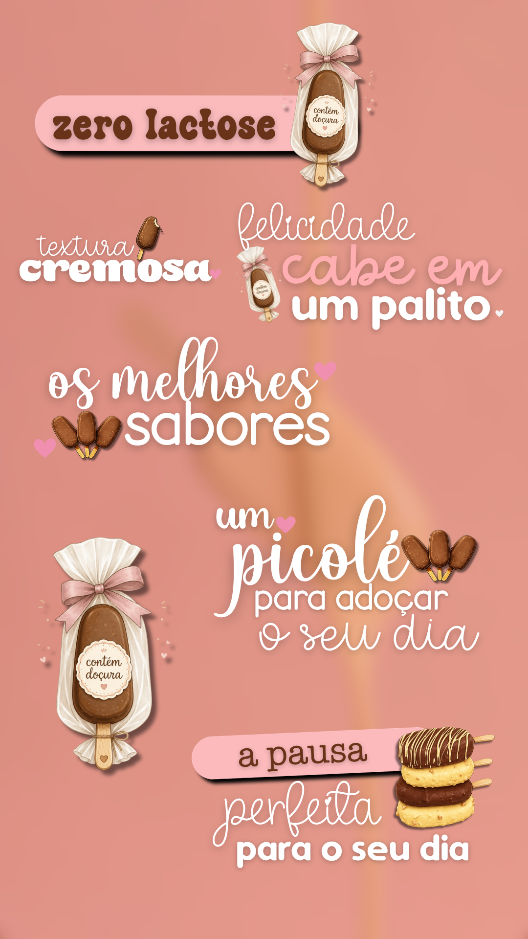 Story de confeitaria montado com figurinhas do Doce Stories