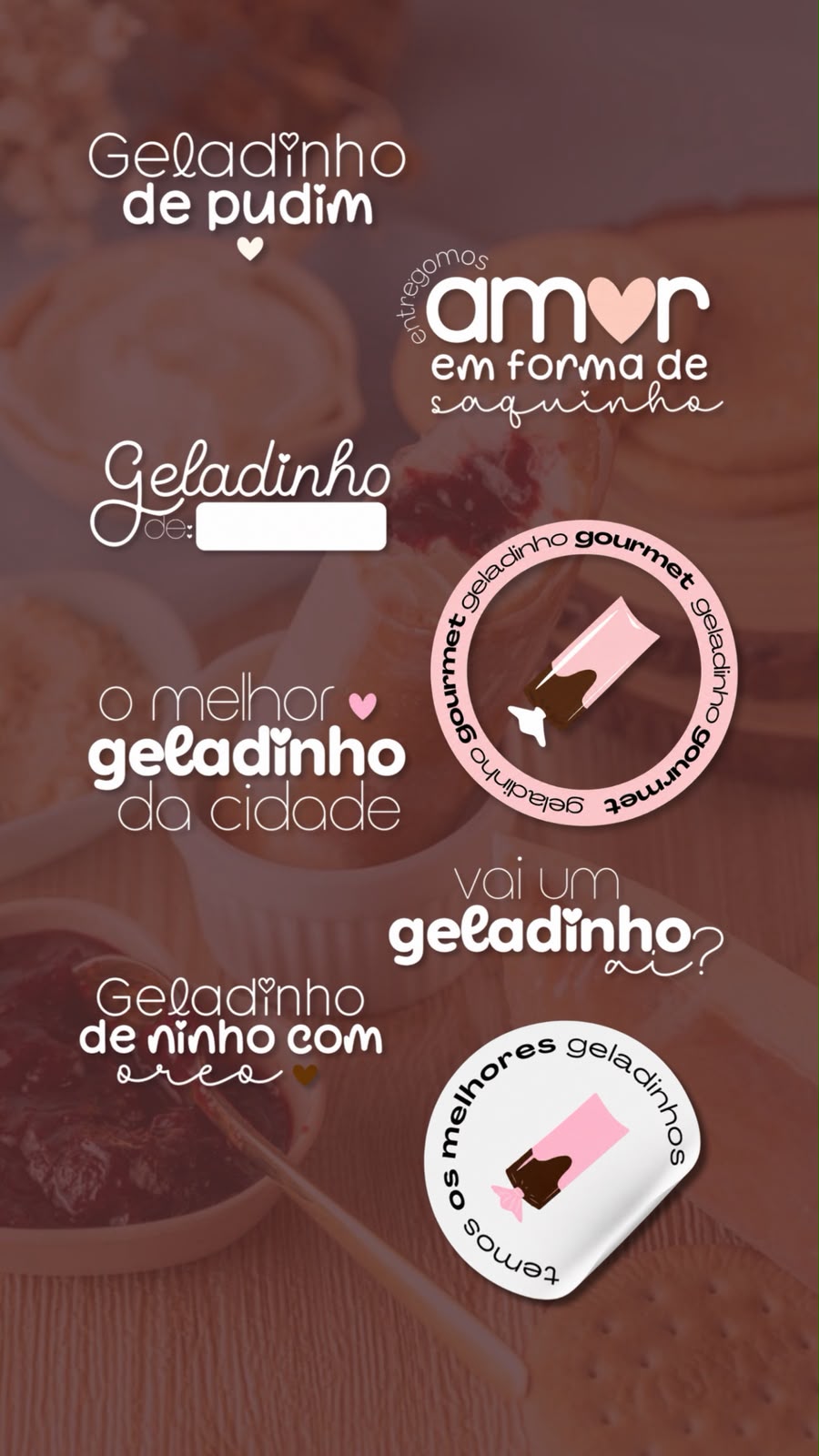 Story de confeitaria montado com figurinhas do Doce Stories