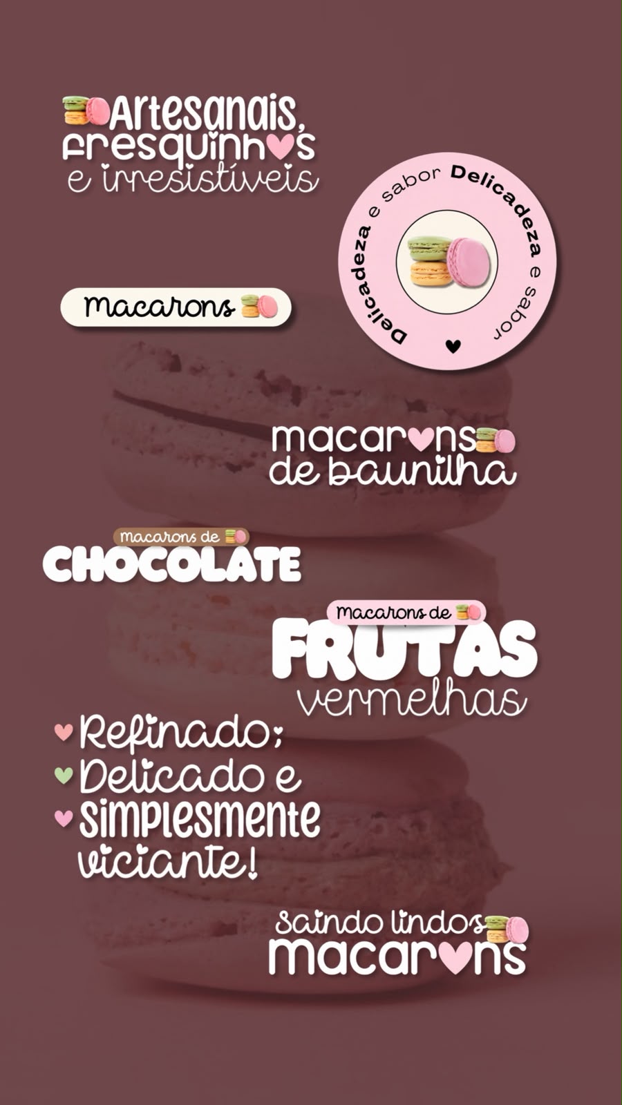 Story de confeitaria montado com figurinhas do Doce Stories