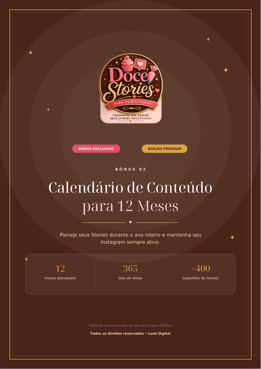 Capa do bônus Calendário para Confeitaria — 12 meses