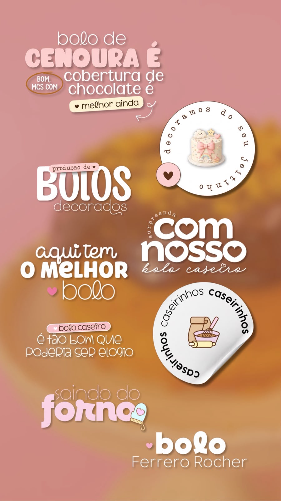 Story de confeitaria montado com figurinhas do Doce Stories